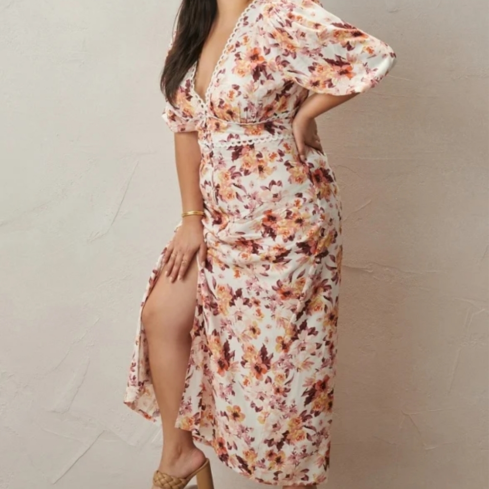 JUSTFAB Crochet Trim Maxi Dress